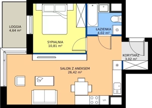 2 pokoje, mieszkanie 44,27 m², piętro 4, oferta nr I.4M08, Nadmotławie Apartments Budynek I, Gdańsk, Śródmieście, ul. Sienna Grobla