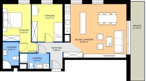 3 pokoje, mieszkanie 75,51 m², piętro 4, oferta nr I.4M01, Nadmotławie Apartments Budynek I, Gdańsk, Śródmieście, ul. Sienna Grobla