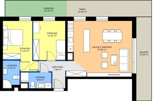 3 pokoje, mieszkanie 75,51 m², piętro 1, oferta nr I.1M01, Nadmotławie Apartments Budynek I, Gdańsk, Śródmieście, ul. Sienna Grobla