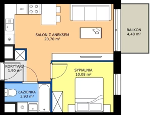 2 pokoje, mieszkanie 36,61 m², piętro 4, oferta nr I.4M16, Nadmotławie Apartments Budynek I, Gdańsk, Śródmieście, ul. Sienna Grobla
