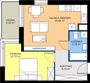 2 pokoje, mieszkanie 42,99 m², piętro 4, oferta nr I.4M10, Nadmotławie Apartments Budynek I, Gdańsk, Śródmieście, ul. Sienna Grobla