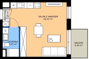 1 pokój, mieszkanie 32,02 m², piętro 2, oferta nr I.2M18, Nadmotławie Apartments Budynek I, Gdańsk, Śródmieście, ul. Sienna Grobla