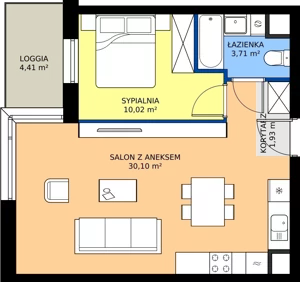2 pokoje, mieszkanie 45,75 m², piętro 3, oferta nr I.3M03, Nadmotławie Apartments Budynek I, Gdańsk, Śródmieście, ul. Sienna Grobla