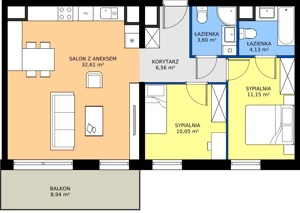 3 pokoje, mieszkanie 68,08 m², piętro 6, oferta nr I.6M16, Nadmotławie Apartments Budynek I, Gdańsk, Śródmieście, ul. Sienna Grobla