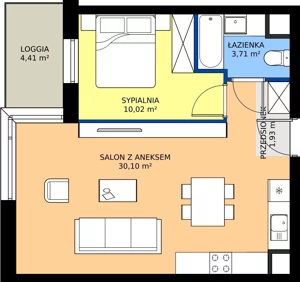 2 pokoje, mieszkanie 45,75 m², piętro 5, oferta nr I.5M03, Nadmotławie Apartments Budynek I, Gdańsk, Śródmieście, ul. Sienna Grobla