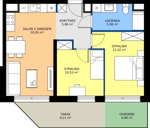 3 pokoje, mieszkanie 54,82 m², piętro 1, oferta nr I.1M15, Nadmotławie Apartments Budynek I, Gdańsk, Śródmieście, ul. Sienna Grobla