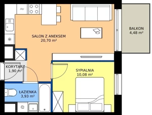 2 pokoje, mieszkanie 36,61 m², piętro 3, oferta nr I.3M16, Nadmotławie Apartments Budynek I, Gdańsk, Śródmieście, ul. Sienna Grobla