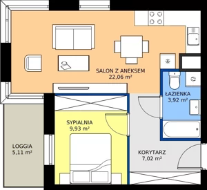2 pokoje, mieszkanie 42,88 m², piętro 5, oferta nr I.5M11, Nadmotławie Apartments Budynek I, Gdańsk, Śródmieście, ul. Sienna Grobla