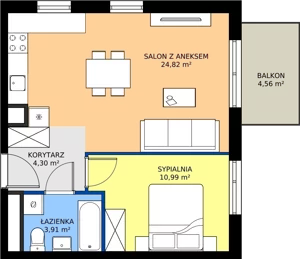 2 pokoje, mieszkanie 44,02 m², piętro 1, oferta nr 3.11.1M02, Szumilas bud. 11-15, Kowale, ul. Magazynowa