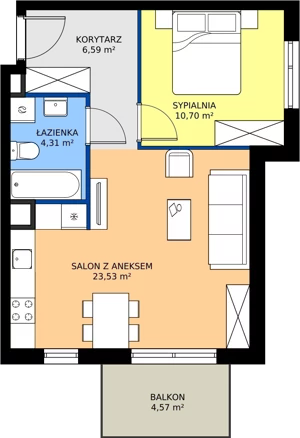 2 pokoje, mieszkanie 45,13 m², piętro 1, oferta nr 3.15.1M03, Szumilas bud. 11-15, Kowale, ul. Magazynowa