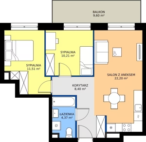 3 pokoje, mieszkanie 56,69 m², piętro 2, oferta nr B.2M08, WENDY - Budynek B, Gdynia, Śródmieście, Śródmieście, ul. Wendy