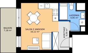 1 pokój, mieszkanie 25,16 m², piętro 4, oferta nr B.4M02, WENDY - Budynek B, Gdynia, Śródmieście, Śródmieście, ul. Wendy