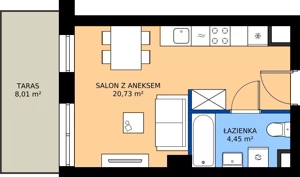 1 pokój, mieszkanie 25,18 m², piętro 1, oferta nr B.1M03, WENDY - Budynek B, Gdynia, Śródmieście, Śródmieście, ul. Wendy