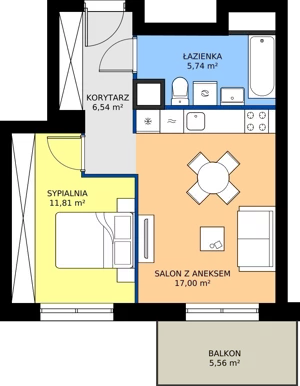 2 pokoje, mieszkanie 41,09 m², piętro 2, oferta nr B.2M16, WENDY - Budynek B, Gdynia, Śródmieście, Śródmieście, ul. Wendy