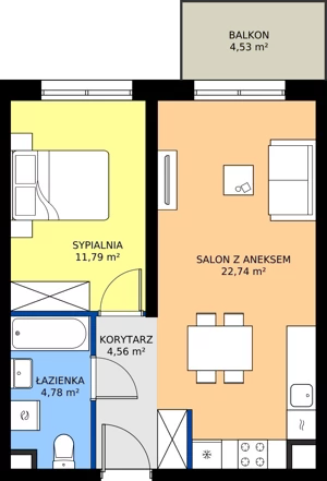 2 pokoje, mieszkanie 43,87 m², piętro 2, oferta nr B.2M09, WENDY - Budynek B, Gdynia, Śródmieście, Śródmieście, ul. Wendy