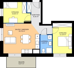 3 pokoje, mieszkanie 56,20 m², piętro 8, oferta nr B.8M01, WENDY - Budynek B, Gdynia, Śródmieście, Śródmieście, ul. Wendy