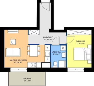2 pokoje, mieszkanie 43,37 m², piętro 5, oferta nr B.5M01, WENDY - Budynek B, Gdynia, Śródmieście, Śródmieście, ul. Wendy
