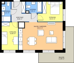 3 pokoje, mieszkanie 66,54 m², piętro 3, oferta nr B.3M11, WENDY - Budynek B, Gdynia, Śródmieście, Śródmieście, ul. Wendy