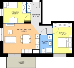 3 pokoje, mieszkanie 55,06 m², piętro 7, oferta nr B.7M01, WENDY - Budynek B, Gdynia, Śródmieście, Śródmieście, ul. Wendy