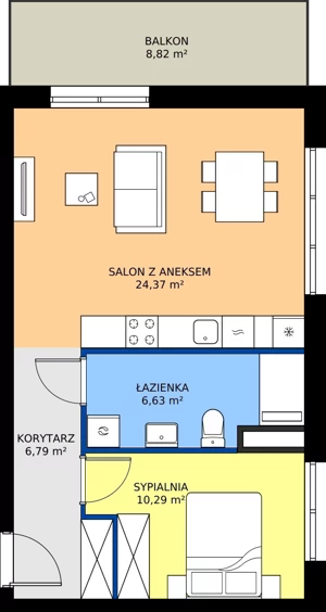 2 pokoje, mieszkanie 48,08 m², piętro 3, oferta nr B.3M10, WENDY - Budynek B, Gdynia, Śródmieście, Śródmieście, ul. Wendy