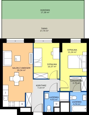 3 pokoje, mieszkanie 59,52 m², piętro 1, oferta nr B.1M06, WENDY - Budynek B, Gdynia, Śródmieście, Śródmieście, ul. Wendy