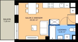 1 pokój, mieszkanie 25,37 m², piętro 2, oferta nr B.2M03, WENDY - Budynek B, Gdynia, Śródmieście, Śródmieście, ul. Wendy