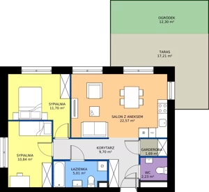 3 pokoje, mieszkanie 63,74 m², piętro 1, oferta nr B.1M04, WENDY - Budynek B, Gdynia, Śródmieście, Śródmieście, ul. Wendy