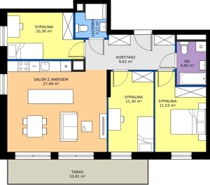 4 pokoje, mieszkanie 77,52 m², piętro 1, oferta nr B.1M03, Foresteria Etap B, Gdynia, Wielki Kack, Kacze Buki, ul. Bieszczadzka
