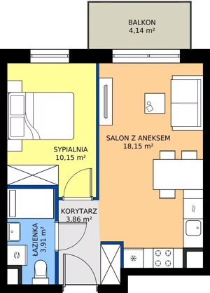 2 pokoje, mieszkanie 36,07 m², piętro 4, oferta nr B.4M08, Foresteria Etap B, Gdynia, Wielki Kack, Kacze Buki, ul. Bieszczadzka