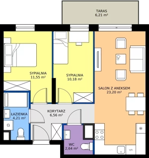3 pokoje, mieszkanie 58,34 m², piętro 1, oferta nr B.1M11, Foresteria Etap B, Gdynia, Wielki Kack, Kacze Buki, ul. Bieszczadzka