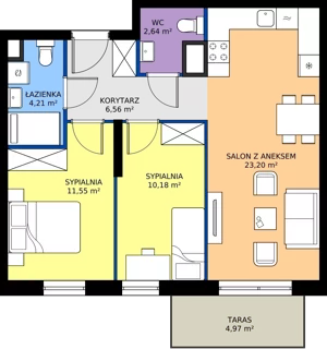 3 pokoje, mieszkanie 58,34 m², piętro 1, oferta nr B.1M24, Foresteria Etap B, Gdynia, Wielki Kack, Kacze Buki, ul. Bieszczadzka