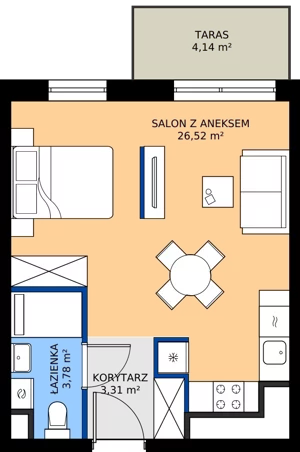 1 pokój, mieszkanie 33,61 m², piętro 1, oferta nr B.1M07, Foresteria Etap B, Gdynia, Wielki Kack, Kacze Buki, ul. Bieszczadzka