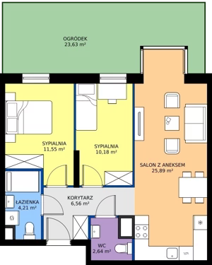 3 pokoje, mieszkanie 61,03 m², parter, oferta nr B.0M11, Foresteria Etap B, Gdynia, Wielki Kack, Kacze Buki, ul. Bieszczadzka