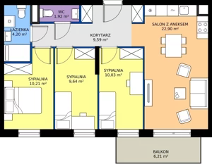 4 pokoje, mieszkanie 68,49 m², piętro 1, oferta nr B.1M20, Foresteria Etap B, Gdynia, Wielki Kack, Kacze Buki, ul. Bieszczadzka