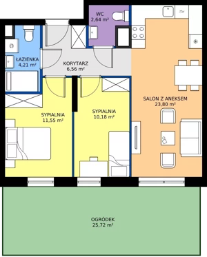 3 pokoje, mieszkanie 58,94 m², parter, oferta nr B.0M22, Foresteria Etap B, Gdynia, Wielki Kack, Kacze Buki, ul. Bieszczadzka