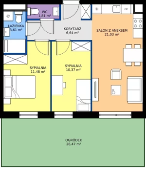 3 pokoje, mieszkanie 54,94 m², parter, oferta nr B.0M23, Foresteria Etap B, Gdynia, Wielki Kack, Kacze Buki, ul. Bieszczadzka