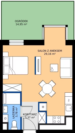 1 pokój, mieszkanie 36,31 m², parter, oferta nr B.0M10, Foresteria Etap B, Gdynia, Wielki Kack, Kacze Buki, ul. Bieszczadzka