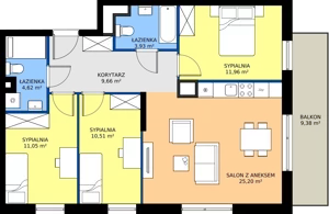4 pokoje, mieszkanie 76,93 m², piętro 1, oferta nr B.1M18, Foresteria Etap B, Gdynia, Wielki Kack, Kacze Buki, ul. Bieszczadzka