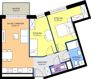 3 pokoje, mieszkanie 56,84 m², piętro 3, oferta nr B.3M13, Foresteria Etap B, Gdynia, Wielki Kack, Kacze Buki, ul. Bieszczadzka