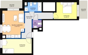 3 pokoje, mieszkanie 60,98 m², piętro 5, oferta nr C76, Apartamenty Oszmiańska II, Warszawa, Targówek, Targówek Mieszkaniowy, ul. Oszmiańska 20, 22