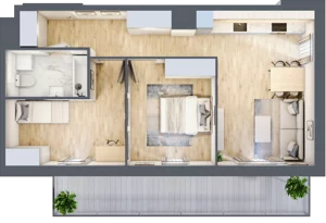 3 pokoje, mieszkanie 57,27 m², piętro 1, oferta nr C106, Enklawa Ursynów, Warszawa, Ursynów, Wyczółki, ul. Kłobucka 23A