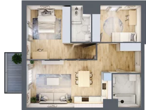 3 pokoje, mieszkanie 65,53 m², piętro 3, oferta nr C301, Enklawa Ursynów, Warszawa, Ursynów, Wyczółki, ul. Kłobucka 23A