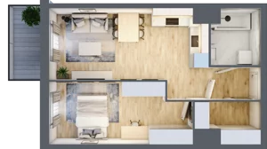 2 pokoje, mieszkanie 46,83 m², piętro 3, oferta nr C302, Enklawa Ursynów, Warszawa, Ursynów, Wyczółki, ul. Kłobucka 23A
