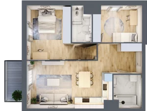3 pokoje, mieszkanie 65,53 m², piętro 4, oferta nr C401, Enklawa Ursynów, Warszawa, Ursynów, Wyczółki, ul. Kłobucka 23A