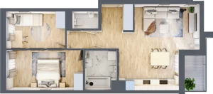 3 pokoje, mieszkanie 61,94 m², piętro 1, oferta nr B26, Przystań Żerań, Warszawa, Białołęka, Żerań, ul. Morelowa 13