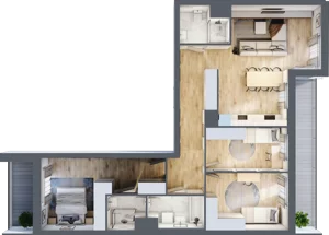 4 pokoje, mieszkanie 91,87 m², piętro 2, oferta nr B1, Warszawski Świt Etap VIII, Warszawa, Targówek, Bródno, ul. Warszawski Świt 5