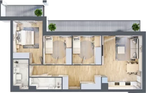 4 pokoje, mieszkanie 79,98 m², piętro 3, oferta nr B1, Warszawski Świt Etap VIII, Warszawa, Targówek, Bródno, ul. Warszawski Świt 5