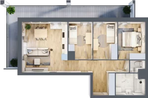 4 pokoje, mieszkanie 70,54 m², piętro 3, oferta nr B1, Warszawski Świt Etap VIII, Warszawa, Targówek, Bródno, ul. Warszawski Świt 5
