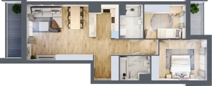3 pokoje, mieszkanie 71,40 m², piętro 3, oferta nr B1, Warszawski Świt Etap VIII, Warszawa, Targówek, Bródno, ul. Warszawski Świt 5