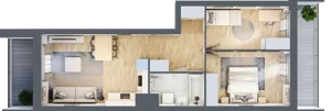 3 pokoje, mieszkanie 53,27 m², piętro 4, oferta nr B1, Warszawski Świt Etap VIII, Warszawa, Targówek, Bródno, ul. Warszawski Świt 5